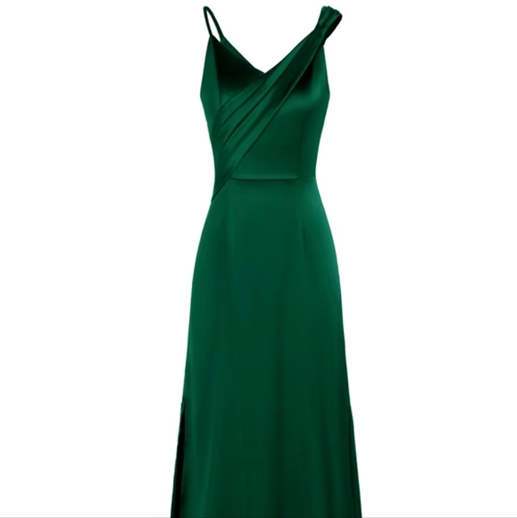 NWT Grace Karin Women Green Side Slit Satin Cocktail Party Dress - 16 - Picture 2 of 11